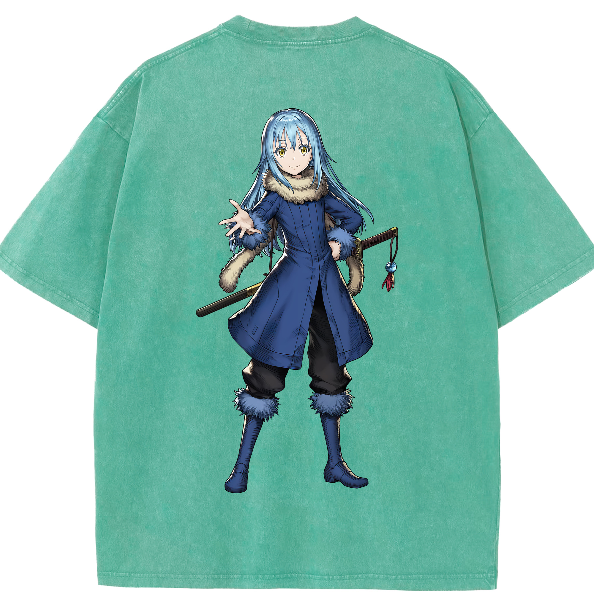 （画像用） 転スラ Regarding Reincarnated to Slime 綿100% ヴィンテージ風 半袖Tシャツ（背面プリント）